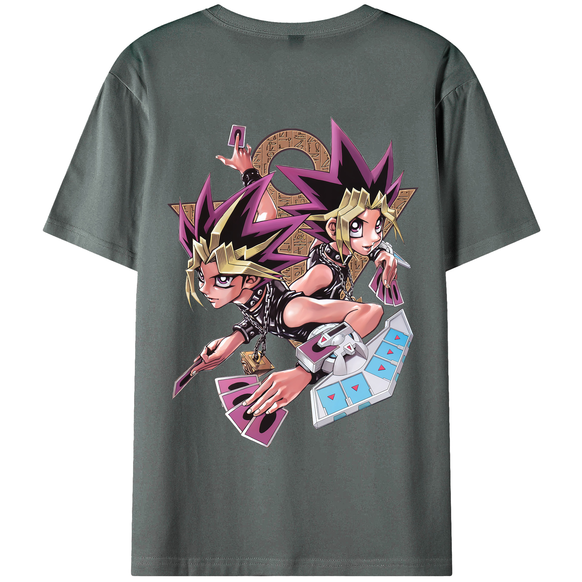 （画像用） 遊☆戯☆王 Yu-Gi-Oh! 綿100％ メンズ半袖Tシャツ（バックプリント） 通気性
